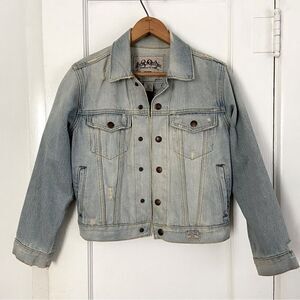 Abercrombie Vintage Denim Jacket Light Washed Distressed Women’s Size S 90’s Y2K